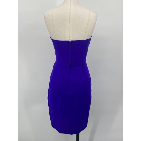 Vintage Cache Silk Mini Dress Strapless Sweetheart Neck Pleated Purple NEW 0 - Picture 5 of 7